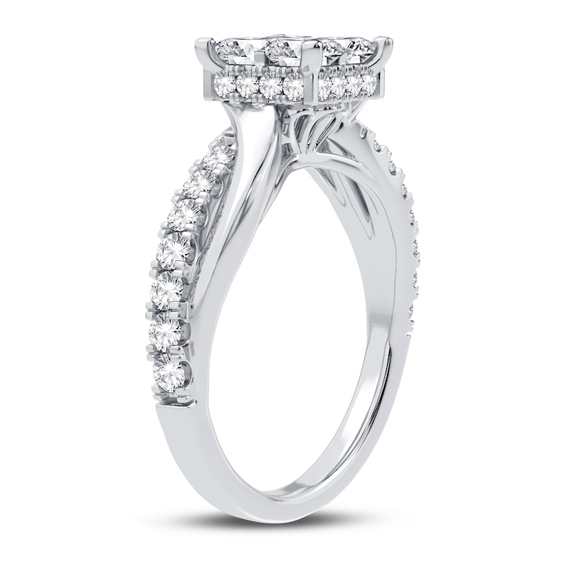 Diamond Engagement Ring 1-1/4 ct tw Princess/Round 14K White Gold