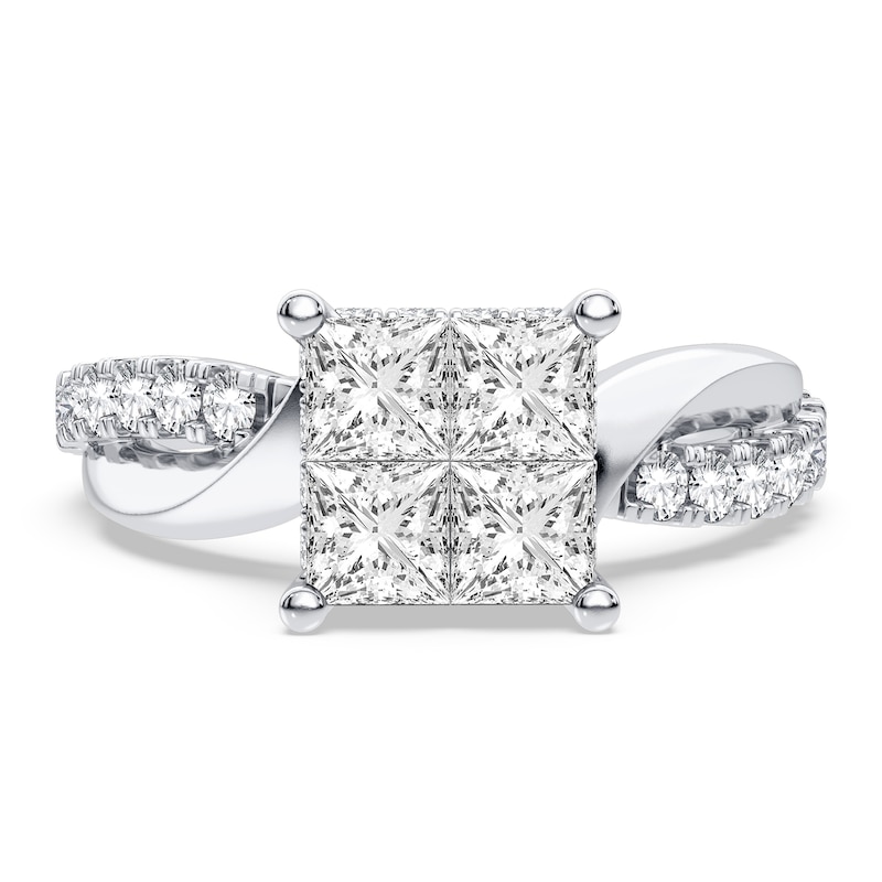 Main Image 3 of Diamond Engagement Ring 1-1/4 ct tw Princess/Round 14K White Gold