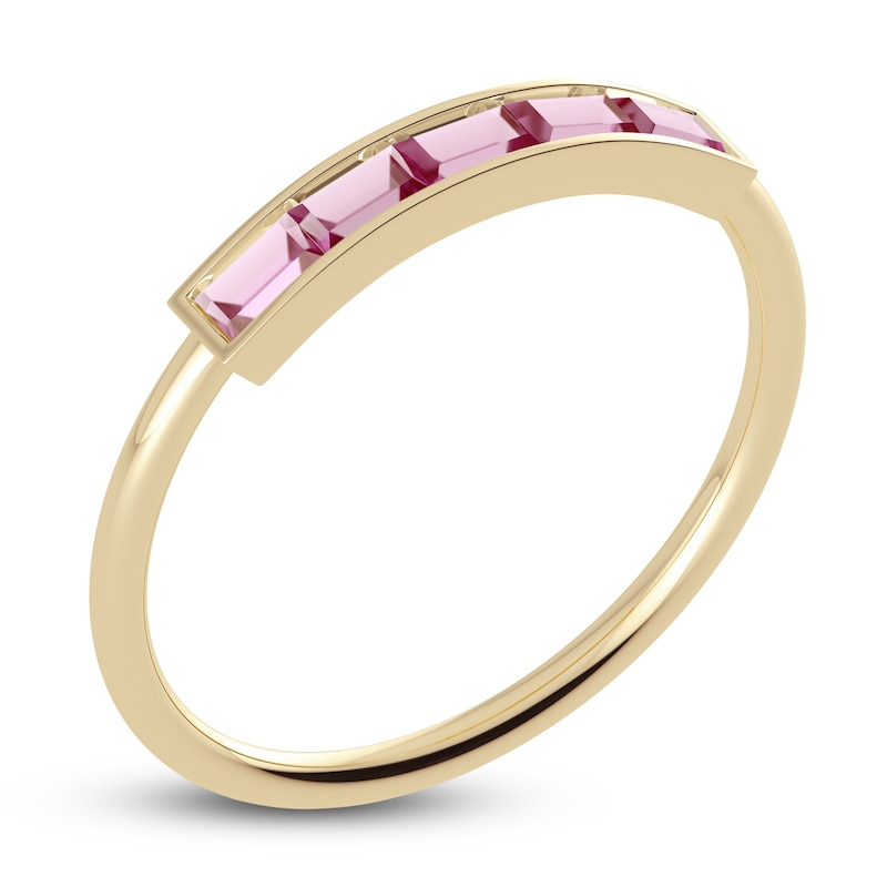 Main Image 2 of Juliette Maison Natural Pink Tourmaline Baguette Bar Ring 10K Yellow Gold