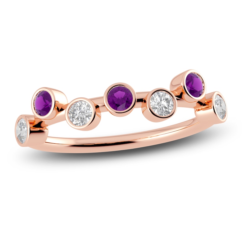 Main Image 1 of Juliette Maison Natural White Sapphire & Natural Amethyst Ring 10K Rose Gold