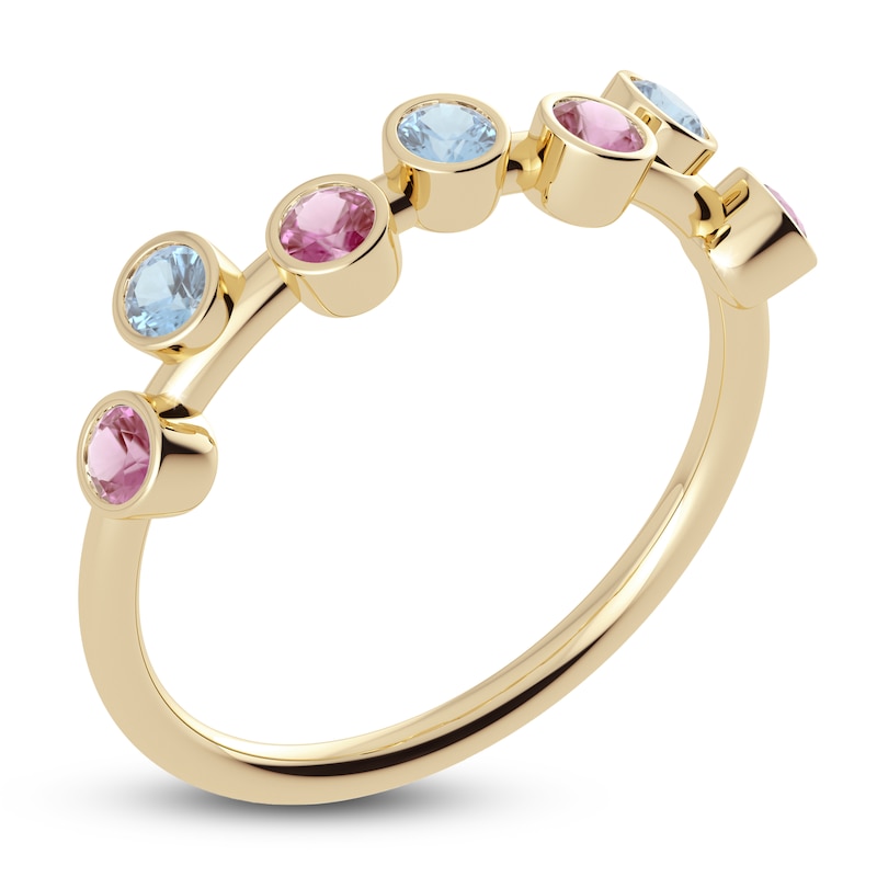 Main Image 2 of Juliette Maison Natural Aquamarine & Natural Pink Tourmaline Ring 10K Yellow Gold