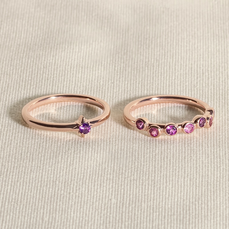 Main Image 4 of Juliette Maison Natural Aquamarine & Natural Pink Tourmaline Ring 10K Yellow Gold