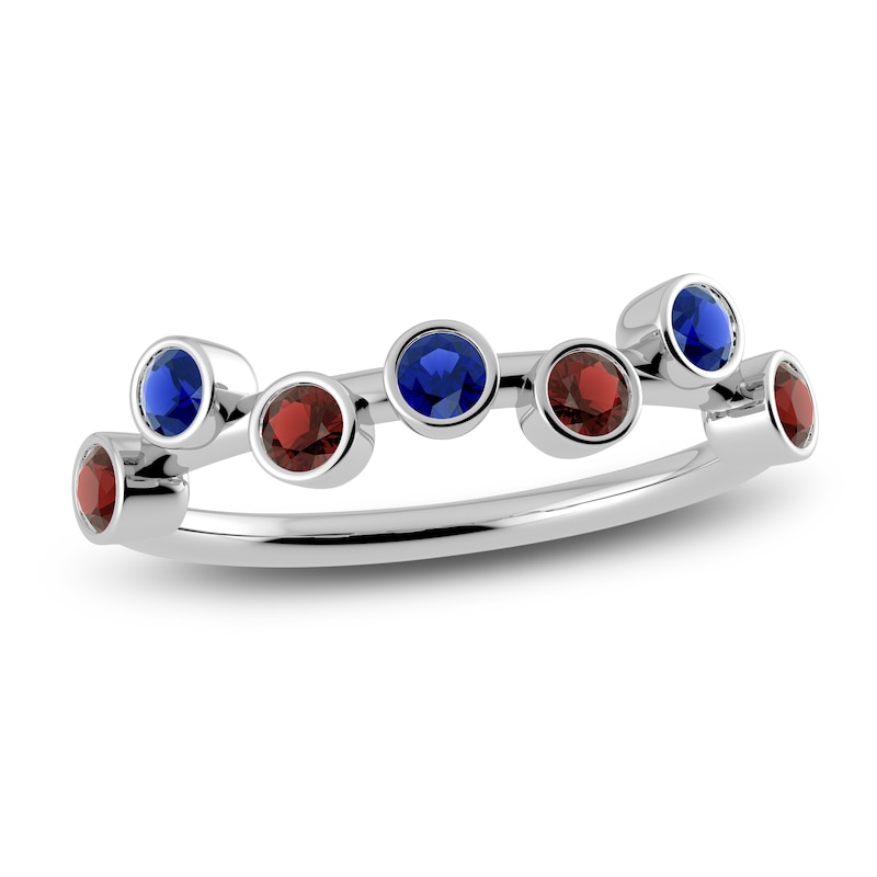 Main Image 1 of Juliette Maison Natural Garnet & Natural Blue Sapphire Ring 10K White Gold