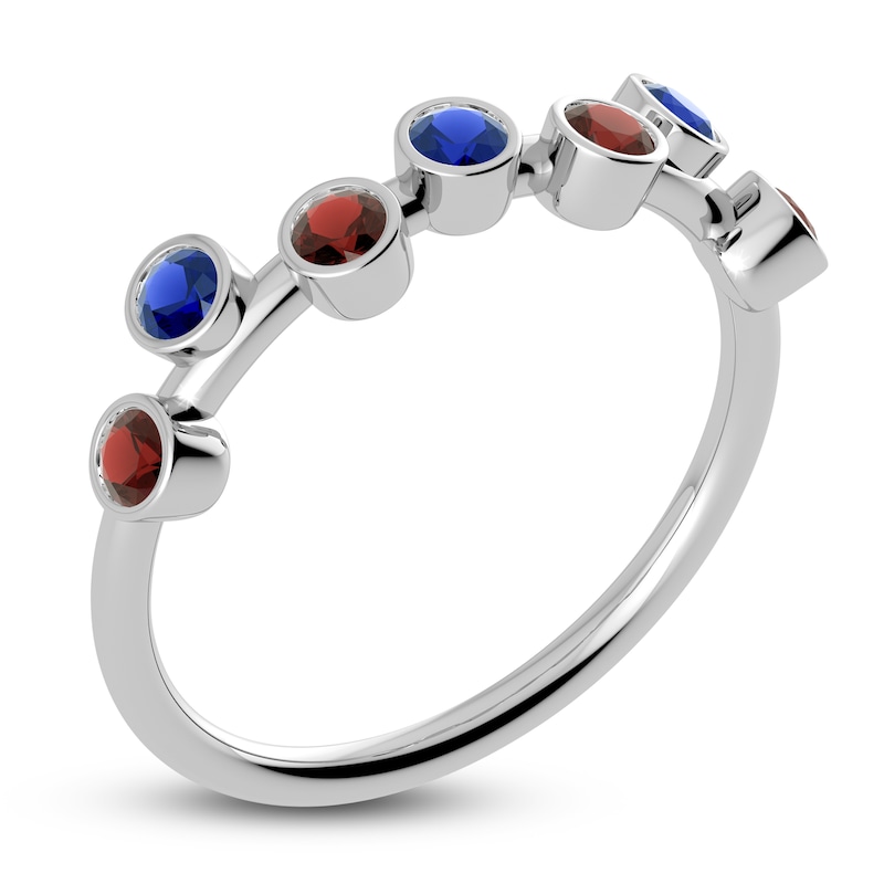 Main Image 2 of Juliette Maison Natural Garnet & Natural Blue Sapphire Ring 10K White Gold
