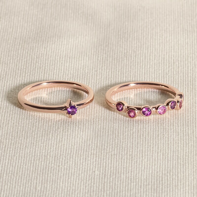 Main Image 4 of Juliette Maison Natural Garnet & Natural Blue Sapphire Ring 10K White Gold