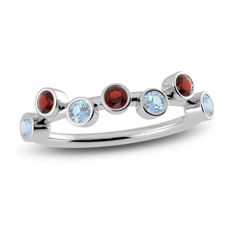 Main Image 1 of Juliette Maison Natural Garnet & Natural Aquamarine Ring 10K White Gold