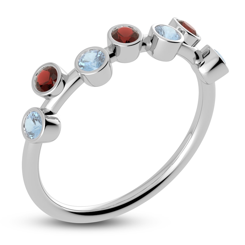 Main Image 2 of Juliette Maison Natural Garnet & Natural Aquamarine Ring 10K White Gold