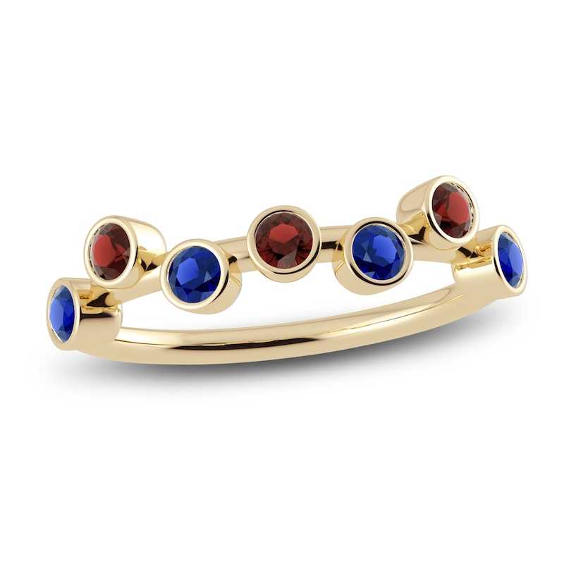 Main Image 1 of Juliette Maison Natural Garnet & Natural Blue Sapphire Ring 10K Yellow Gold