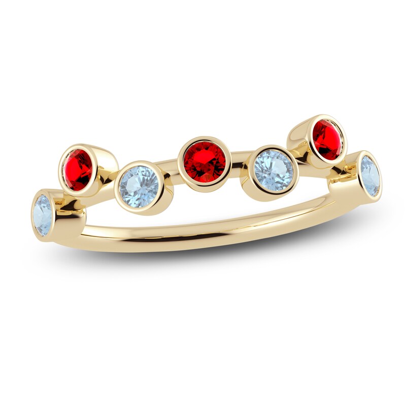 Main Image 1 of Juliette Maison Natural Ruby & Natural Aquamarine Ring 10K Yellow Gold