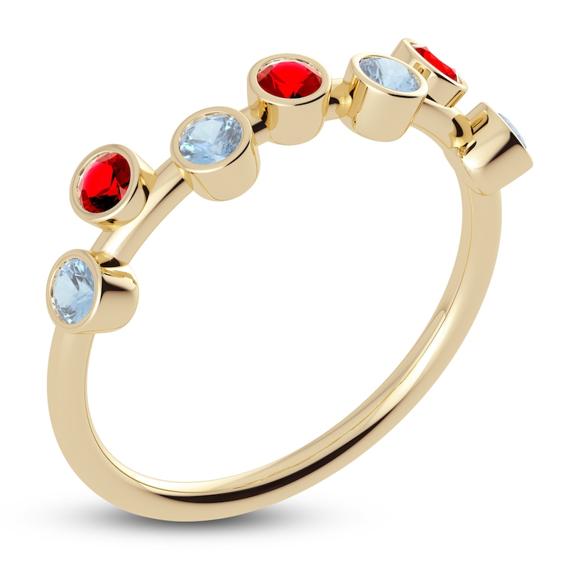 Main Image 2 of Juliette Maison Natural Ruby & Natural Aquamarine Ring 10K Yellow Gold