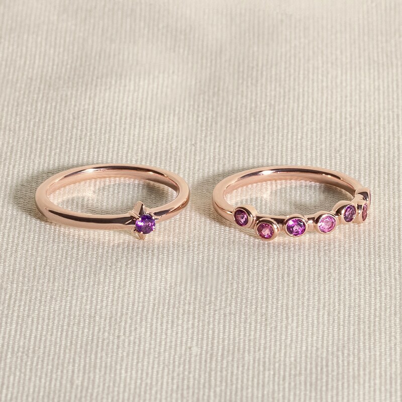 Main Image 4 of Juliette Maison Natural Ruby & Natural Aquamarine Ring 10K Yellow Gold