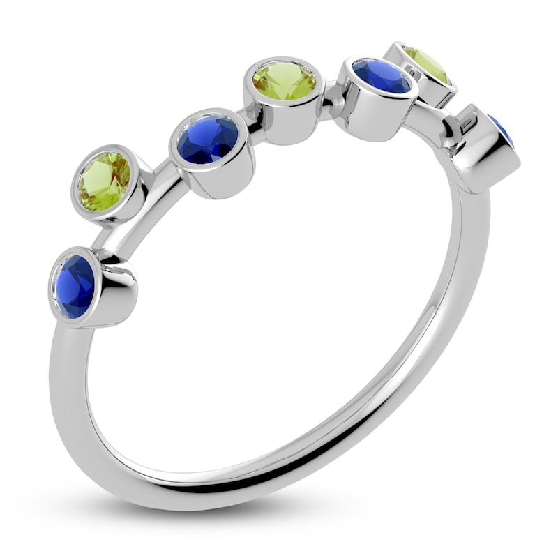Main Image 2 of Juliette Maison Natural Peridot & Natural Blue Sapphire Ring 10K White Gold