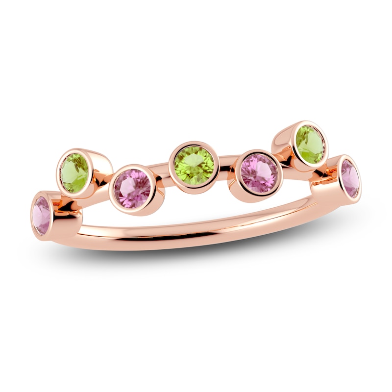 Main Image 1 of Juliette Maison Natural Peridot & Natural Pink Tourmaline Ring 10K Yellow Gold