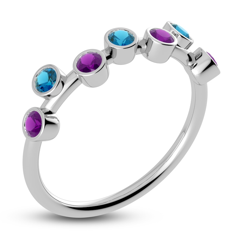 Main Image 2 of Juliette Maison Natural Amethyst & Natural Blue Zircon Ring 10K White Gold