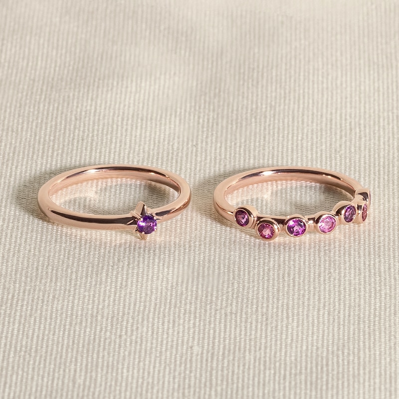 Main Image 4 of Juliette Maison Natural Amethyst & Natural Blue Zircon Ring 10K White Gold