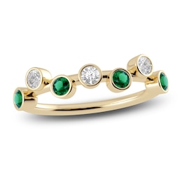 Juliette Maison Natural White Sapphire & Natural Emerald Ring 10K Yellow Gold
