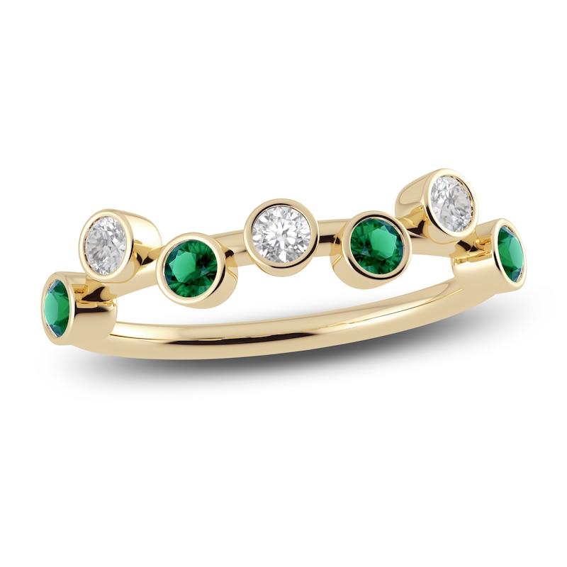 Main Image 1 of Juliette Maison Natural White Sapphire & Natural Emerald Ring 10K Yellow Gold