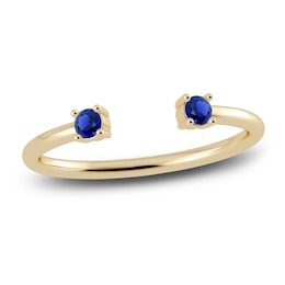Juliette Maison Natural Blue Sapphire Cuff Ring 10K Yellow Gold