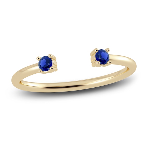 Juliette Maison Natural Blue Sapphire Cuff Ring 10K Yellow Gold