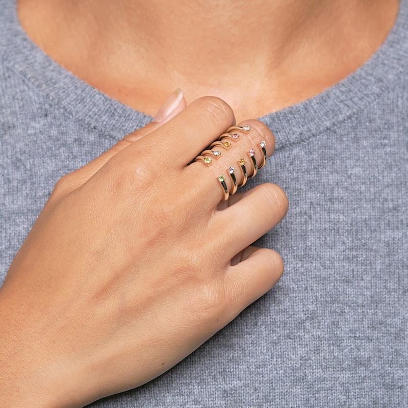 Main Image 5 of Juliette Maison Natural Blue Sapphire Cuff Ring 10K Yellow Gold