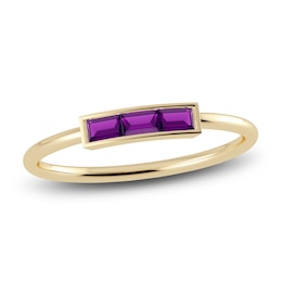 Juliette Maison Natural Amethyst Baguette Bar Ring 10K Yellow Gold