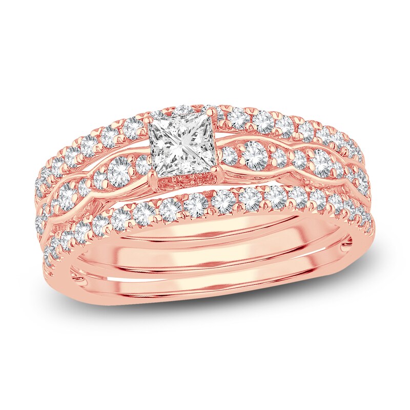 Main Image 1 of Diamond Bridal Set 1 ct tw Princess/Round 14K Rose Gold