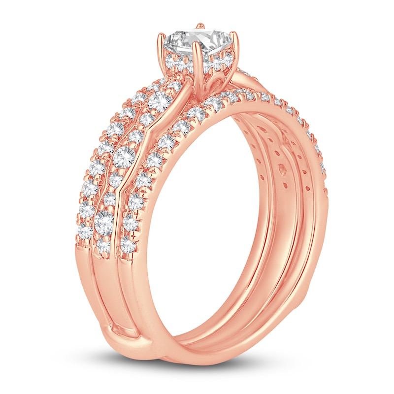 Main Image 2 of Diamond Bridal Set 1 ct tw Princess/Round 14K Rose Gold