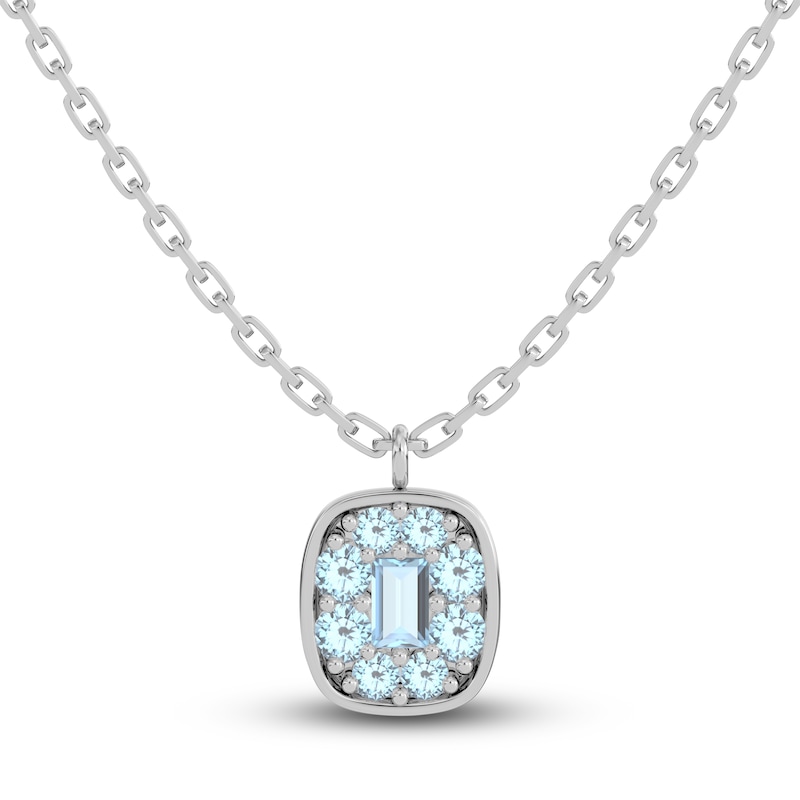 Main Image 1 of Juliette Maison Natural Aquamarine Pendant Necklace 10K White Gold 18"