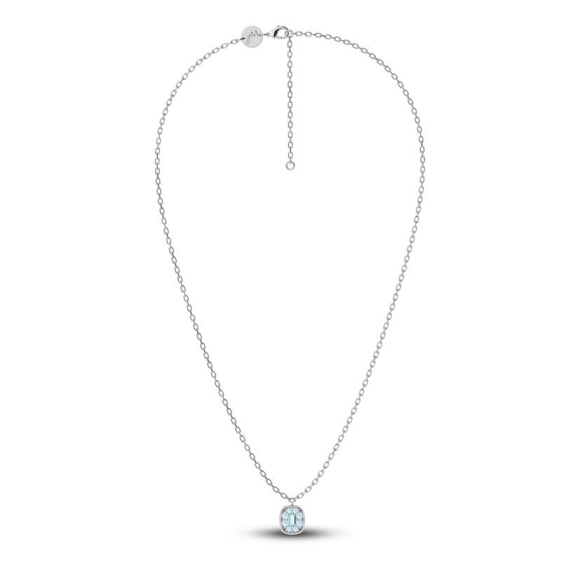 Main Image 2 of Juliette Maison Natural Aquamarine Pendant Necklace 10K White Gold 18"