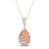 Thumbnail Image 1 of Natural Orange Moonstone Pendant Necklace 1/10 ct tw Diamonds 14K Yellow Gold 17"