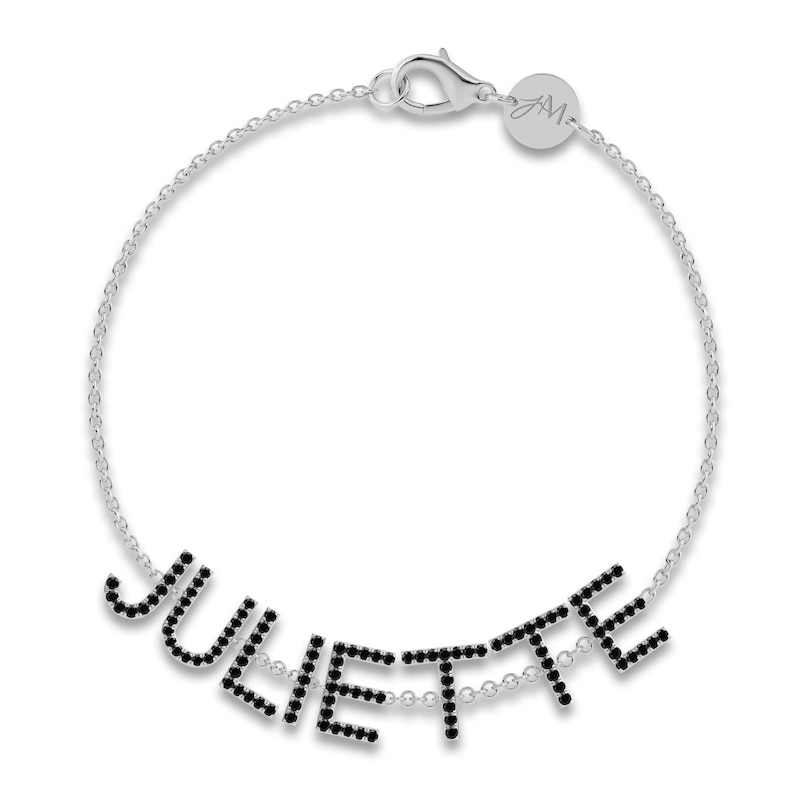 Juliette Maison Black Diamond Station Name Bracelet 2-1/4 ct tw Round 10K White Gold