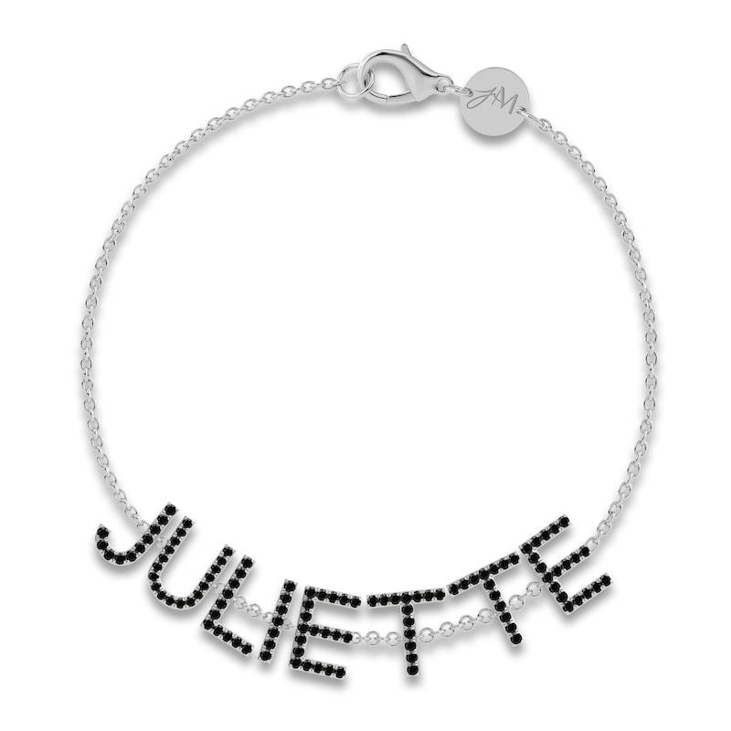 Main Image 1 of Juliette Maison Black Diamond Station Name Bracelet 2-1/4 ct tw Round 10K White Gold