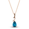 Thumbnail Image 1 of Le Vian Natural Blue Topaz Pendant Necklace 1/6 ct tw Diamonds 14K Strawberry Gold 19"