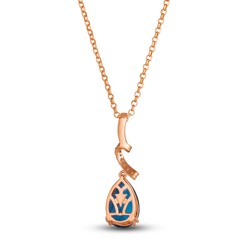 Main Image 3 of Le Vian Natural Blue Topaz Pendant Necklace 1/6 ct tw Diamonds 14K Strawberry Gold 19"