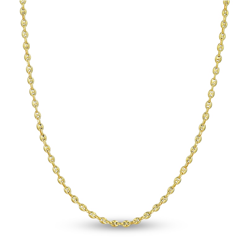 Main Image 1 of Semi-Solid Puffy Mariner Link Necklace 14K Yellow Gold 18"