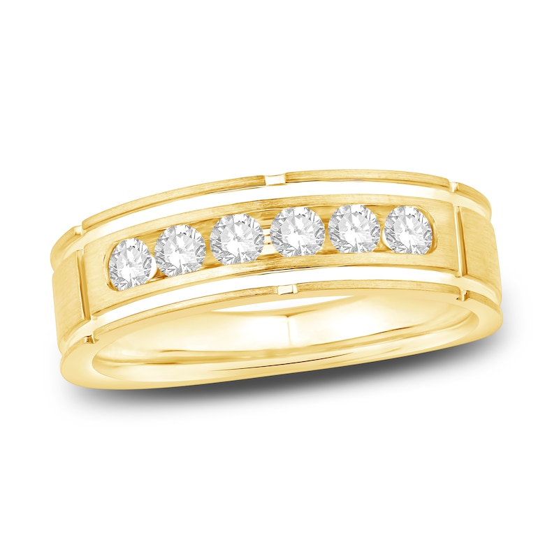 Main Image 1 of Men's Diamond Wedding Band 1/2 ct tw Round 10K Yellow Gold