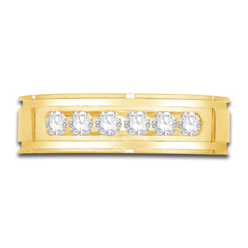 Main Image 2 of Men's Diamond Wedding Band 1/2 ct tw Round 10K Yellow Gold