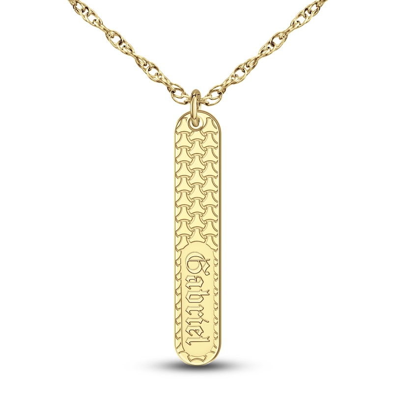 Main Image 1 of Engravable Bar Pendant Necklace 10K Yellow Gold 18"