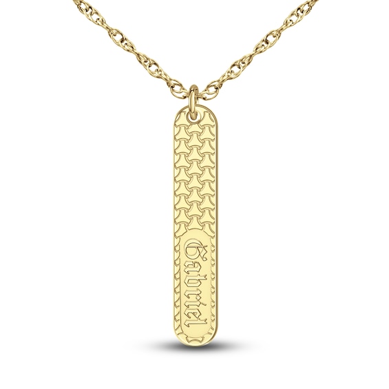 Jared The Galleria Of Jewelry Engravable Bar Pendant Necklace 10K Yellow Gold-Plated Sterling Silver 18