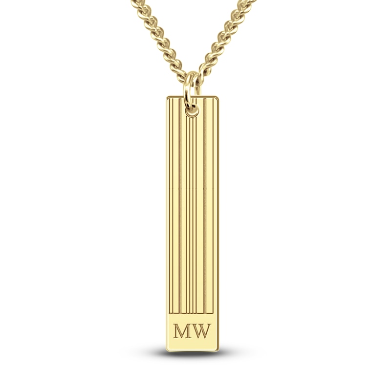 Men's Engravable Pendant Necklace Yellow Gold-Plated Sterling Silver 22