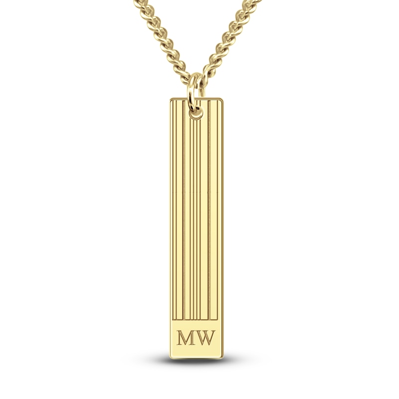 Main Image 1 of Men's Engravable Pendant Necklace Yellow Gold-Plated Sterling Silver 22"