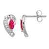 Thumbnail Image 1 of Natural Ruby Earrings 1/20 ct tw Diamonds 14K White Gold
