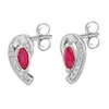Natural Ruby Earrings 1/20 ct tw Diamonds 14K White Gold