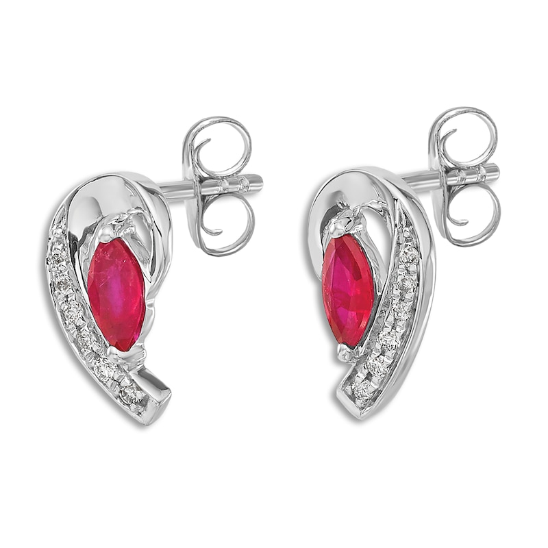 Main Image 2 of Natural Ruby Earrings 1/20 ct tw Diamonds 14K White Gold