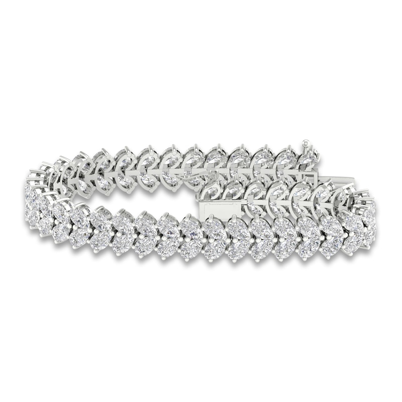 Main Image 1 of Lab-Grown Diamond Tennis Bracelet 16 ct tw Pear 14K White Gold 7.25"