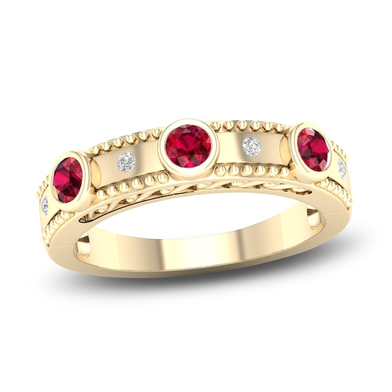 Natural Ruby Ring 1/20 ct tw Diamonds 14K Yellow Gold