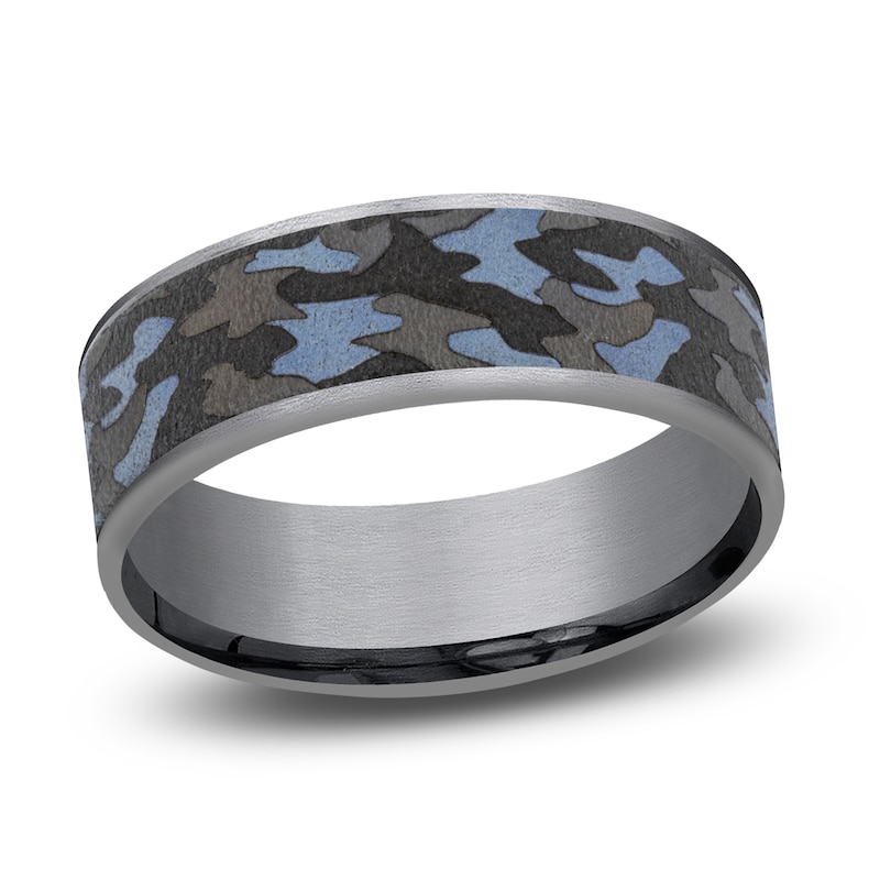 Men's Camo Wedding Band Tantalum 7.5mm