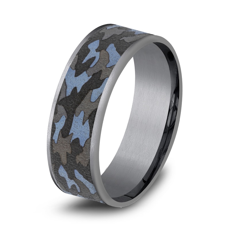 Men's Camo Wedding Band Tantalum 7.5mm