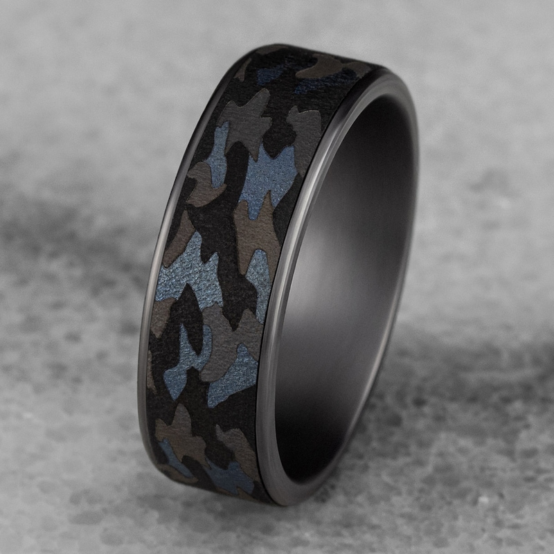 Men's Camo Wedding Band Tantalum 7.5mm