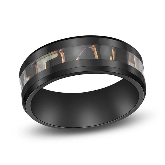 Jared The Galleria Of Jewelry Mens Wedding Band Black Zirconium/Shell 8.0mm